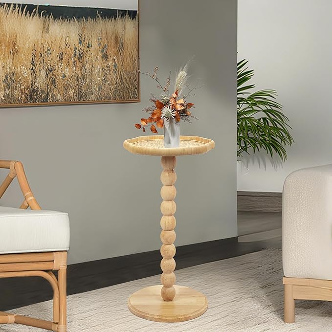 Drink Table, Boho Rattan Flower Small Side Table - Image 3