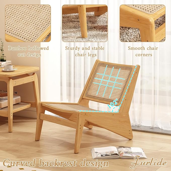 Rattan Chair 2Pcs, Mid Century Modern Accent Chair, Leisurely Reading Chair - Image 7