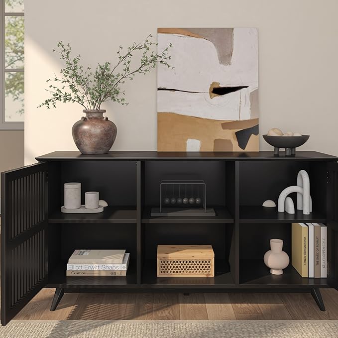 Plank+Beam Mid-Century Modern Wood TV Stand, Solid Wood Entertainment Console - Image 6
