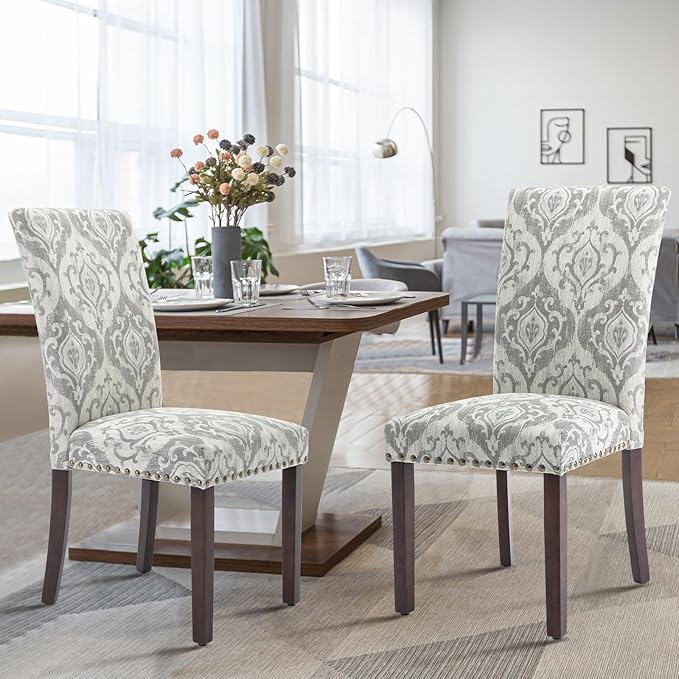COLAMY Upholstered Parsons Dining Chairs Set of 4, Fabric Dining Room Kitchen - Image 3