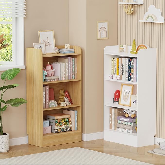 Lkeiyay Kids Bookshelf, Wooden Storage Shelf Organizer, 4-Tier Montessori Kids - Image 6