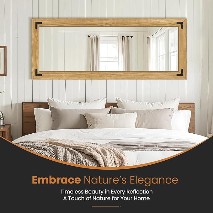 Full Length Mirror with Wooden Frame, Bedroom Decor, Hanging or Leaning - Image 2