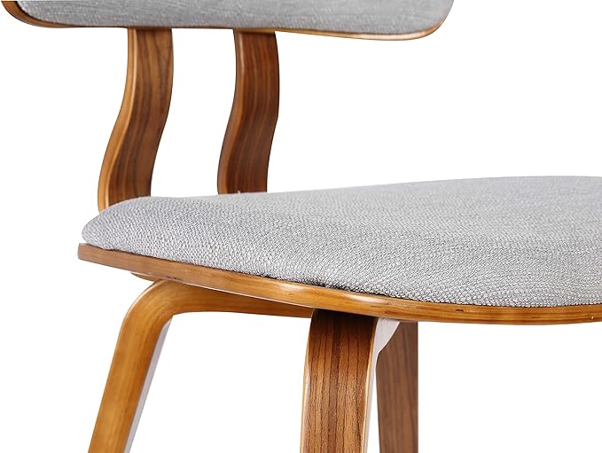 Armen Living Jaguar Mid-Century Dining Chair in Walnut Wood and Gray Fabric - Image 7