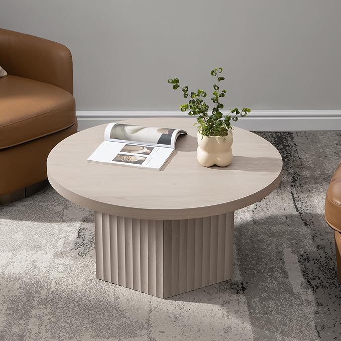 SICOTAS Round Coffee Table for Living Room, Mid Century Accent Tea Dining Table - Image 6
