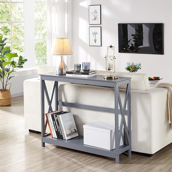 Yaheetech Console Table for Entryway, 2 Tier Narrow Sofa Table Bookshelf Accent - Image 4