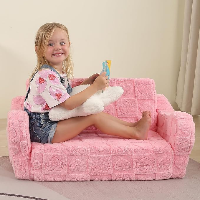 Extra Wider Seating Toddler Couch, 2-in-1 Toddler Soft Couch Fold Out - Image 6