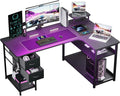 GTPLAYER L Shaped Desk with Drawers, Carbon Fiber Style Computer Desk with by GtracingDirect