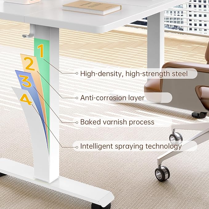 Veken 47.2 Inch Large Electric Standing Desk, 4 Memory Heights Adjustable - Image 5