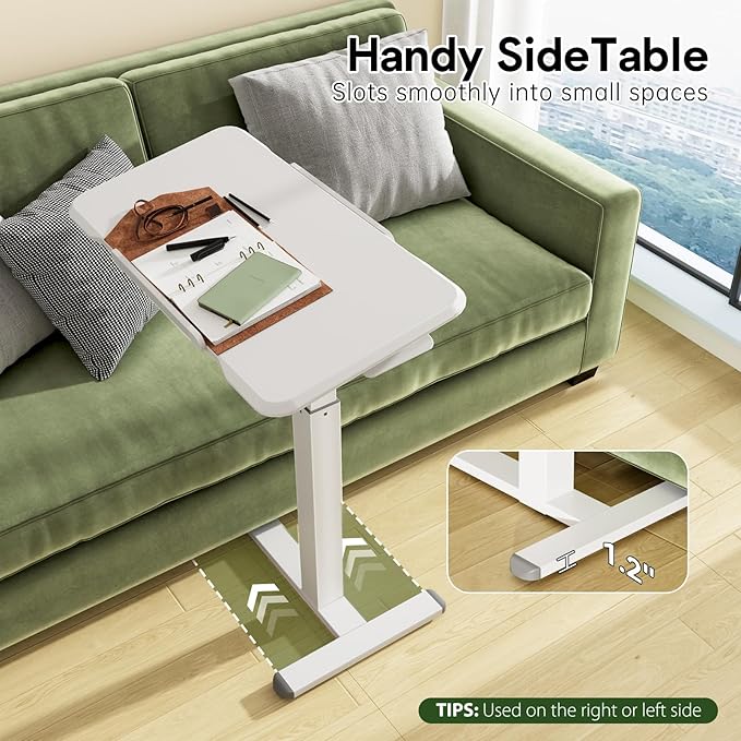 Rolling Laptop Desk, 180° Tiltable Mobile Standing Desk Height Adjustable - Image 5