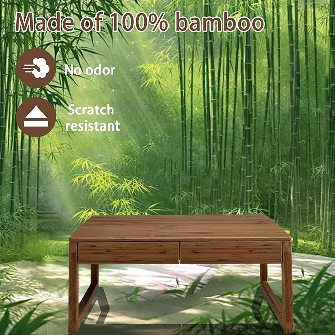 Japanese Floor Coffee Table, Bamboo Low Table, Japanese Tea Table - Image 5