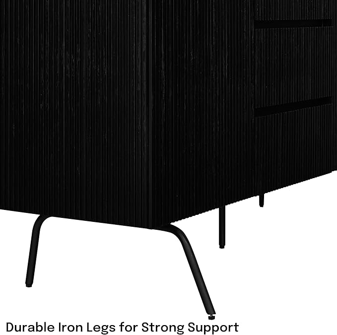NTC Veil Sideboard with 2 Doors and 3 Drawers, Buffet Cabinet with Vertical - Image 3
