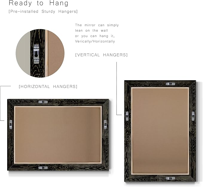 Black Rustic Mirror Rectangular Barnwood Framed Wall Mirror - Image 7