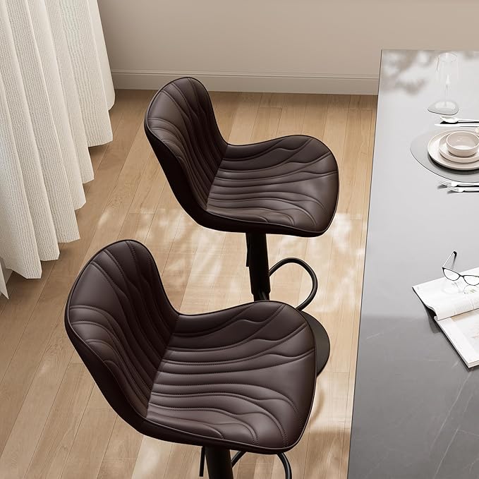 YOUNIKE Single Brown Bar Stools Modern Swivel Counter Height Bar Chair - Image 6