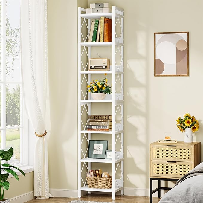 Tribesigns 78.7 Inch Extra Tall Narrow Bookshelf, 7 Tier Skinny Bookcase by Tribesigns
