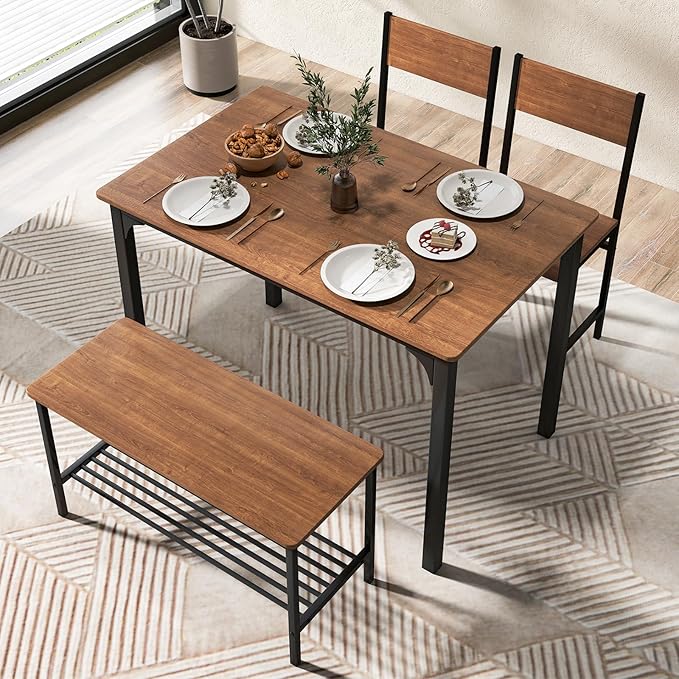 Tangkula Dining Table Set for 4, Kitchen Table and 2 Chairs for 4 - Image 3