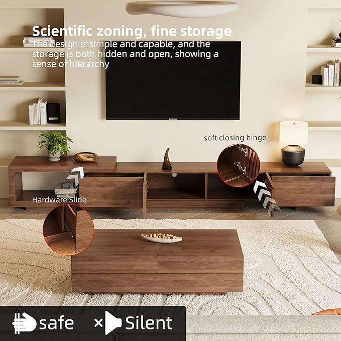 Mid-Century Modern Extendable 78.5"-105" TV Stand - Image 5