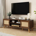TV Stand for TVs up to 65 inches, Rattan Grain Finish Panel by Unknown