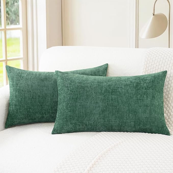 CaliTime Throw Pillow Covers Decorative 16 X 26 Inches Pack of 2 Cozy Chenille by CaliTime