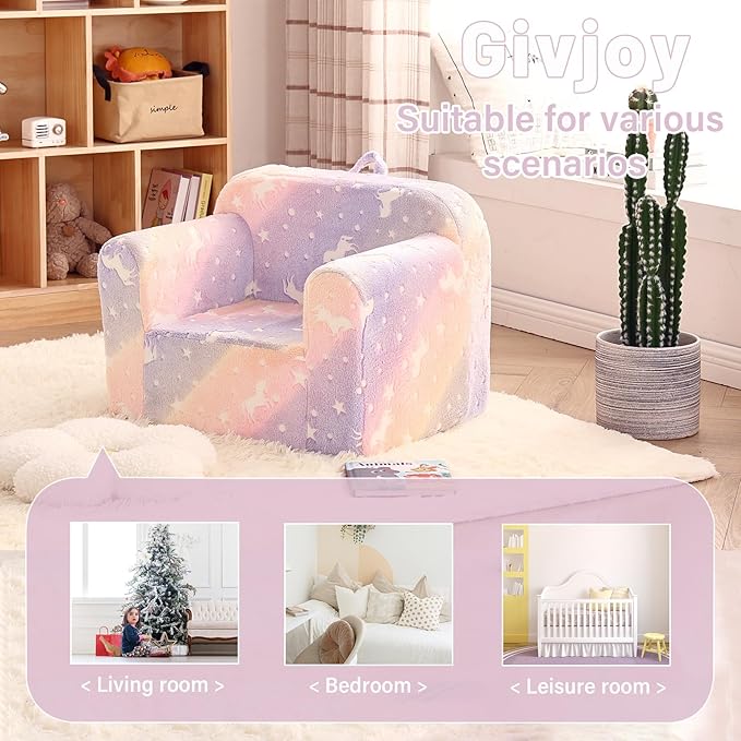 Toddler Chair Plush Kids Couch, Comfy Kids Sofa Toddler Lounger Chair - Image 6