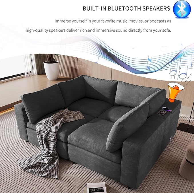133.9 Inch Modular Convertible Sectional Sofa - Image 6