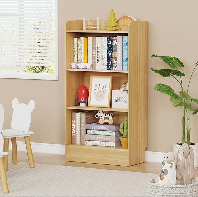 Lkeiyay Kids Bookshelf, Wooden Storage Shelf Organizer, 4-Tier Montessori Kids - Image 2