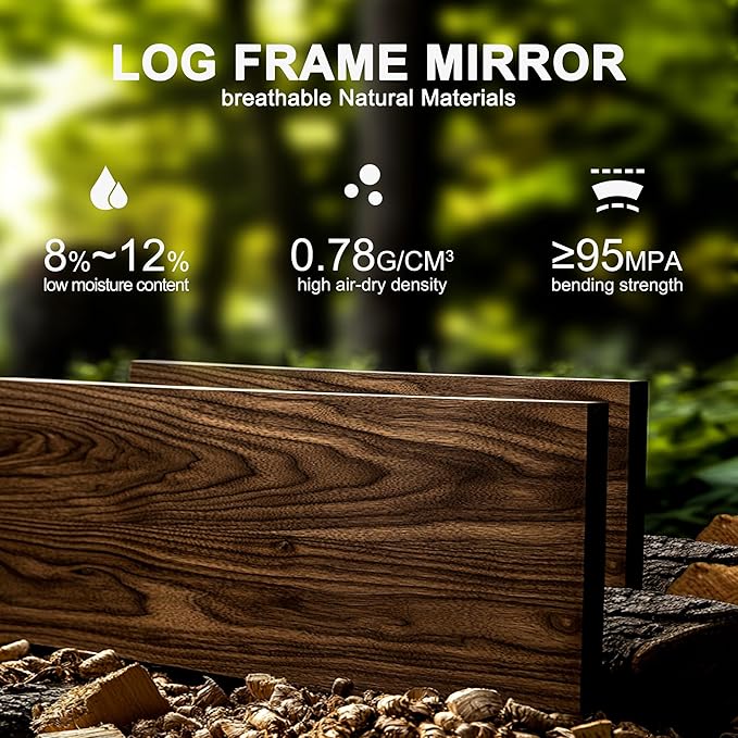 36x24 Inch Handcrafted Solid Wood Square Wall Mirror - Image 5