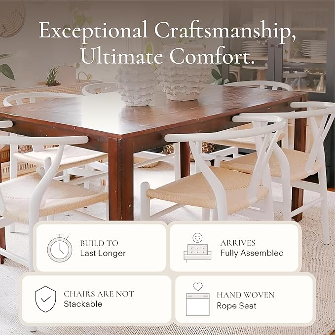 POLY & BARK Weave Dining Chair – Mid-Century Modern Wishbone Dining Chair - Image 6