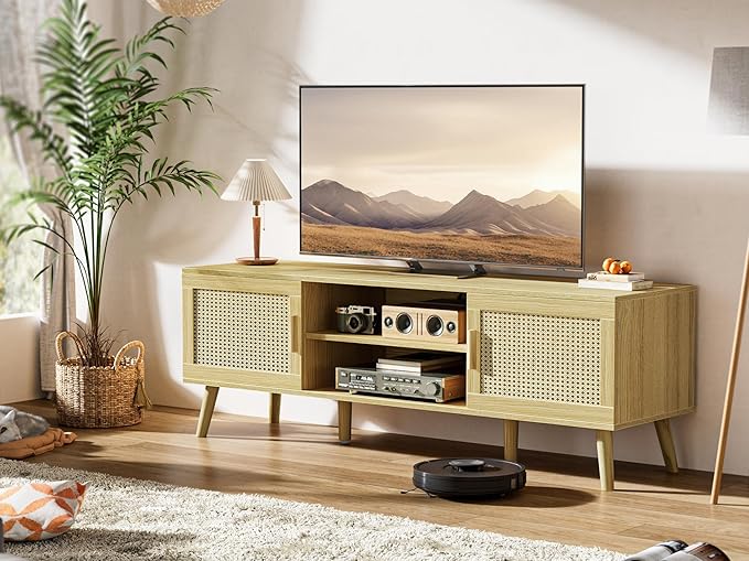 SUPERJARE Boho TV Stand for 65 Inch TV, Entertainment Center - Image 2