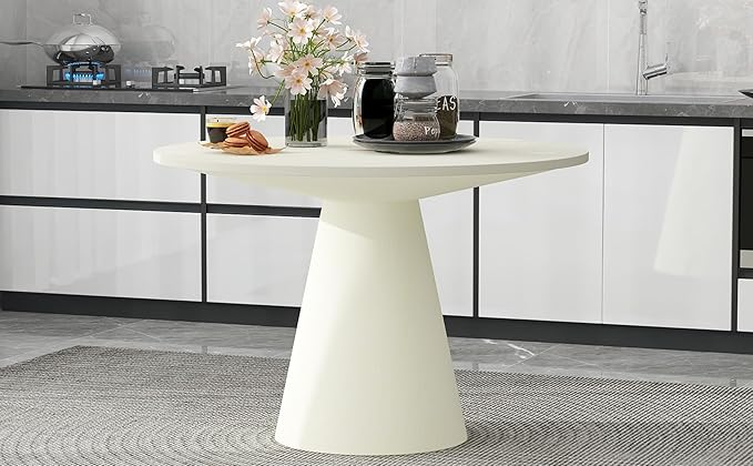 ERYE Contemporary Wooden Round Dining Table, More Decorative Rubber Wood - Image 8
