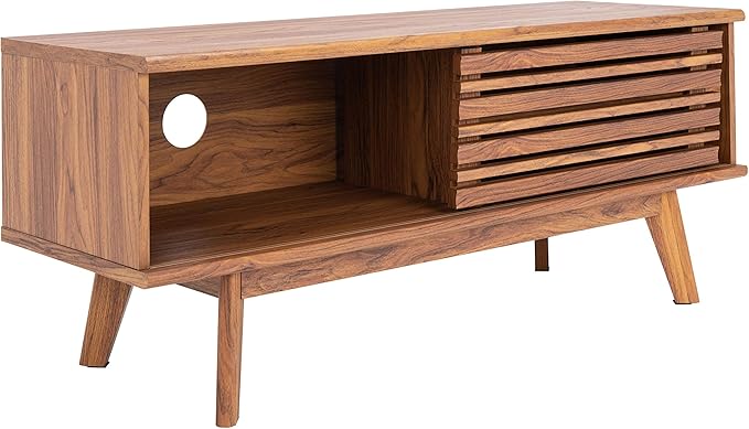 SAFAVIEH Aurelio TV Stand for up to 55" Flatscreen – Walnut Brown, 1 Sliding - Image 3