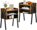 VECELO Nightstand Set of 2, Industrial End Table, Bedside Table by VECELO