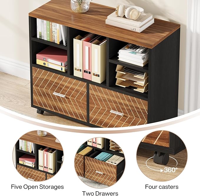 Tribesigns 2-Drawer Wood File Cabinet, Mobile Lateral Filing Cabinet - Image 4