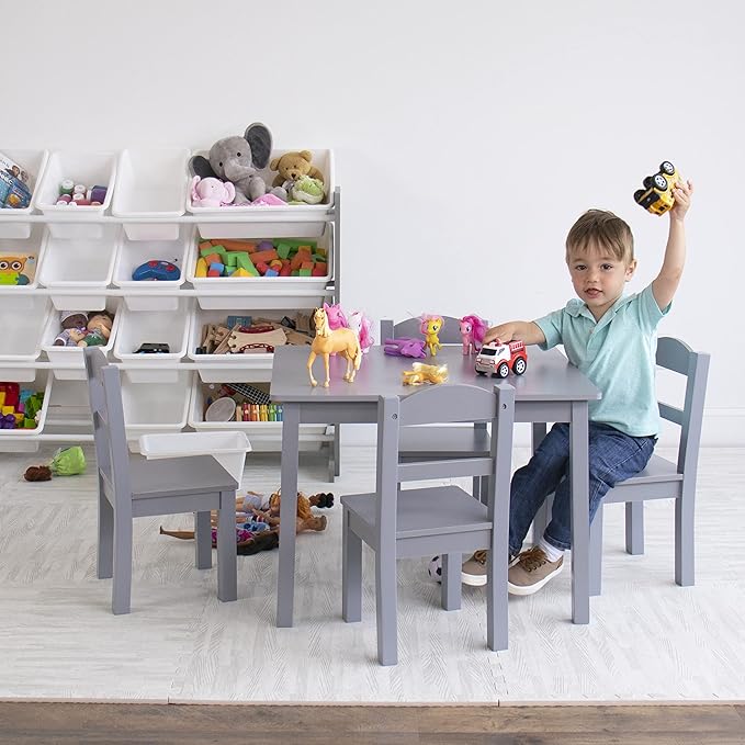 Humble Crew Kids Wooden Table and 4 Chairs Set, and Snack Time - Image 5