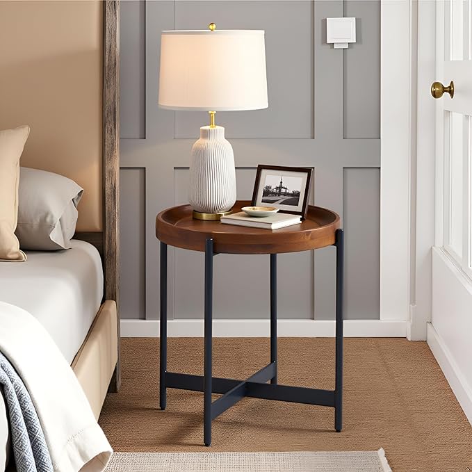 Alaterre Furniture Brookline 20" Round Wood End Table – Solid Top - Image 6