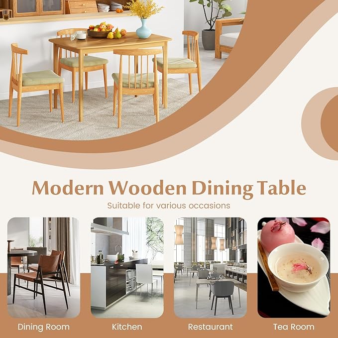 COSTWAY Dining Table, 48” Wooden Rectangular Kitchen Table - Image 9