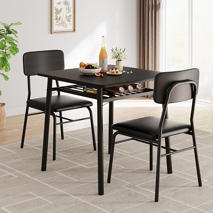 3-Piece Dining Table Set for 2, Wood Kitchen Table Set - Image 3