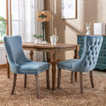 PacknWood Acosure Set of 2 Velvet Upholstered Wing-Back Dining Chair by Unknown