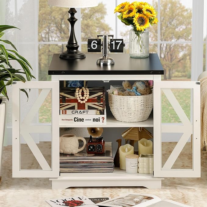 Farmhouse End Table, Rustic Square Sofa Beside Table - Image 5