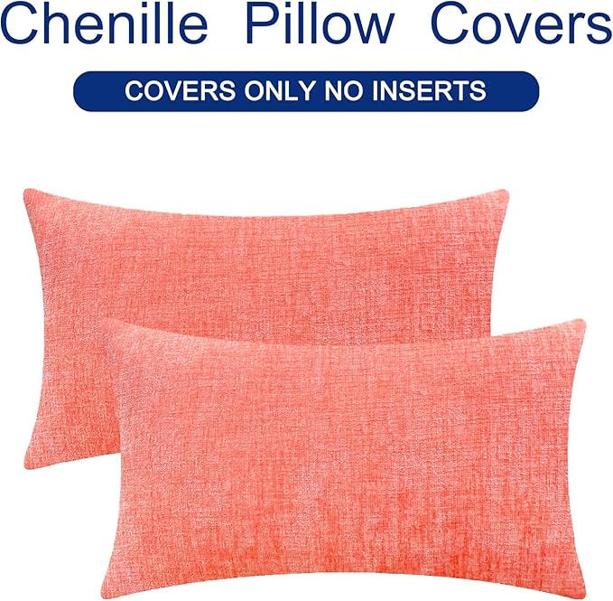 CaliTime Throw Pillow Covers Decorative 16 X 26 Inches Pack of 2 Cozy Chenille - Image 6