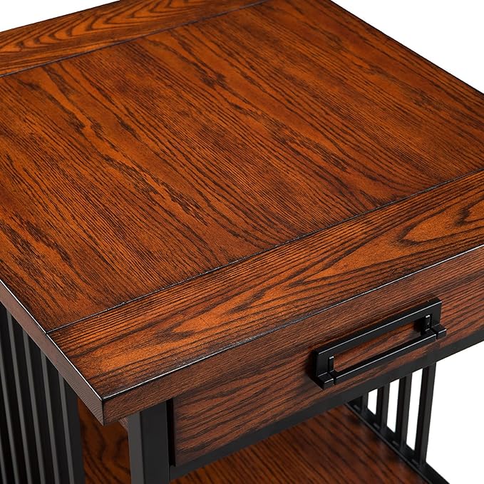 Leick Home Ironcraft Coffee Table, Solid Wood, 2 Drawers, 1 Display Shelf - Image 9