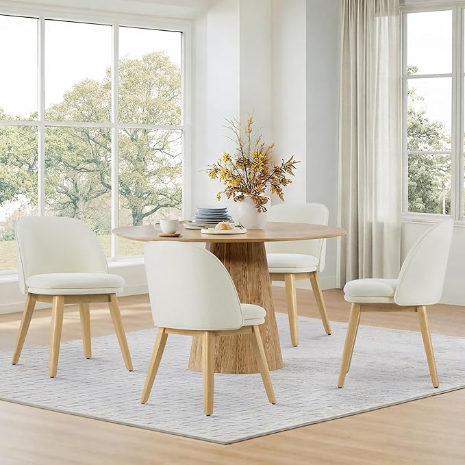 Wooden Dining Chairs Set of 4, Fabric Upholstered Modern Dining Room Chairs by Kislot