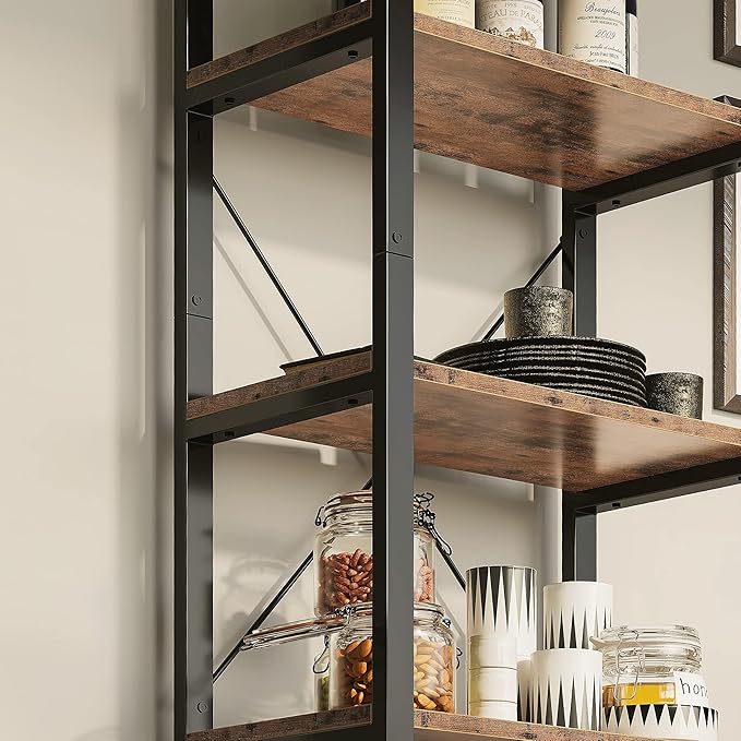 IRONCK Bookshelf 6-Tier Ladder Shelf 110lbs Display Shelf Vintage Industrial - Image 4