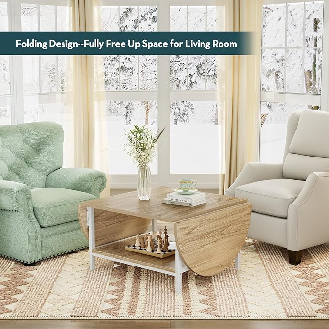 SAYGOER Modern Coffee Table 2-Tier Extended Coffee Tables - Image 7