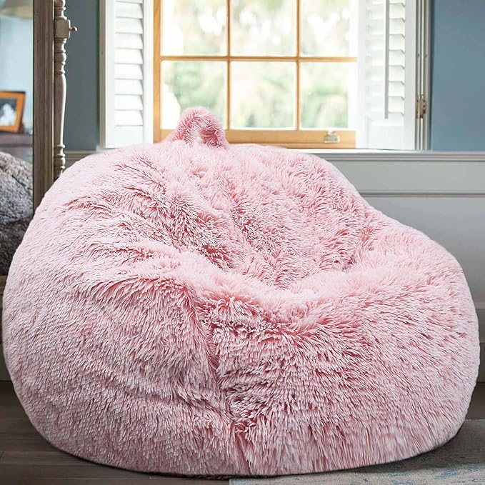 Fluffy Bean Bag Chair for Kids, 2.5FT Round Memory Foam Filled Bean Bag for - Image 5