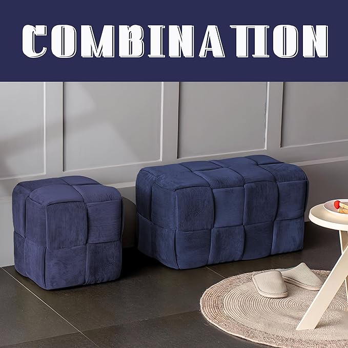 Ottoman Foot Rest Soft and Comfortable Ottoman Square Corduroy Woven Design - Image 4