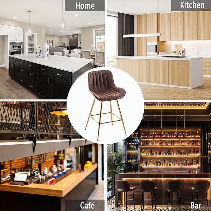 Sidanli Brown Velvet Bar Stools-Set of 2, 24 Inch Bar Stools - Image 7