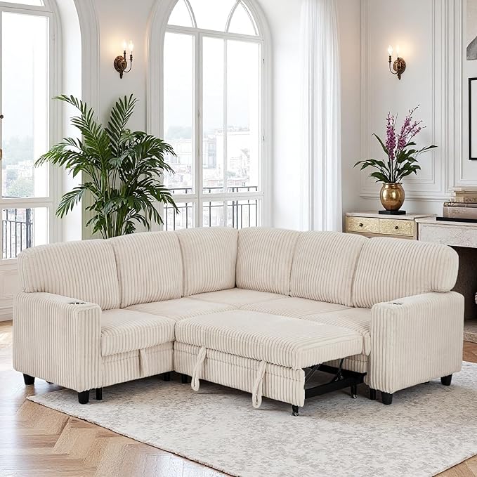Couch, L-Shaped Sleeper Sofa - Image 7