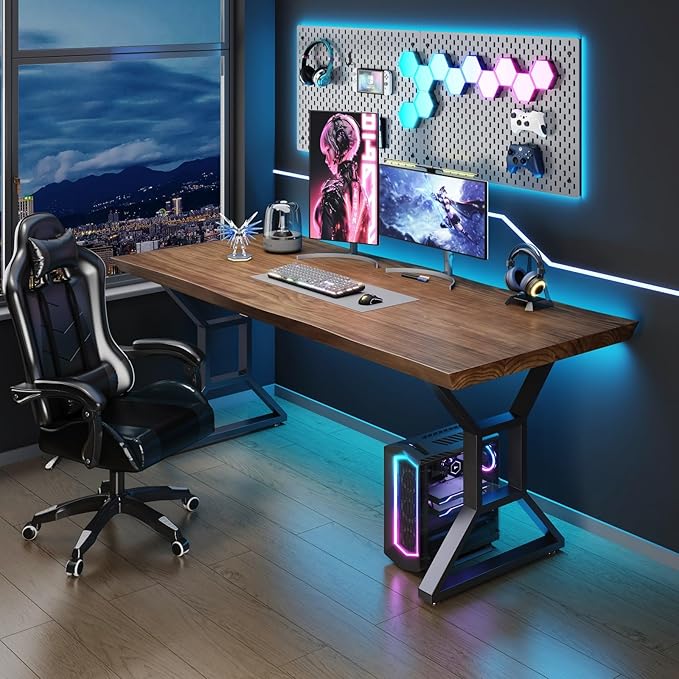 Solid Wood Computer Desk 55-inch Large Office Desk Home Simple Modern Long by jinhuajinwei