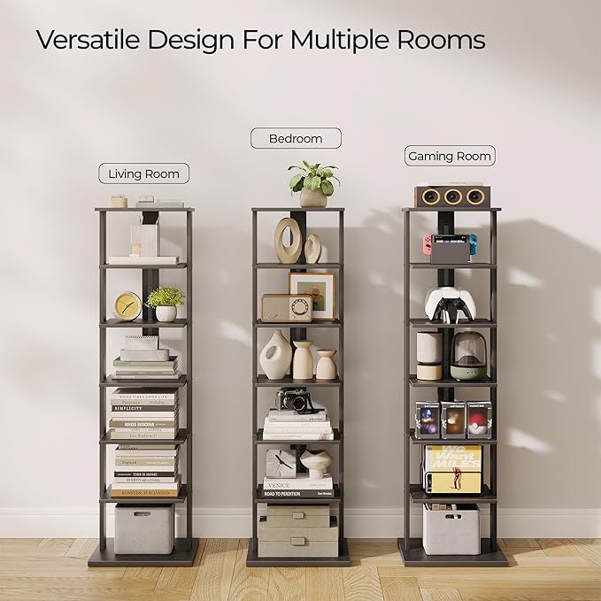 7-Tier Bookshelf, Narrow Bookcase - Image 5
