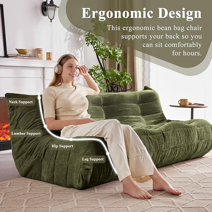 Bean Bag Chair, 3 Seater Fireside Chair Large Bean Bag Sofa - Image 5